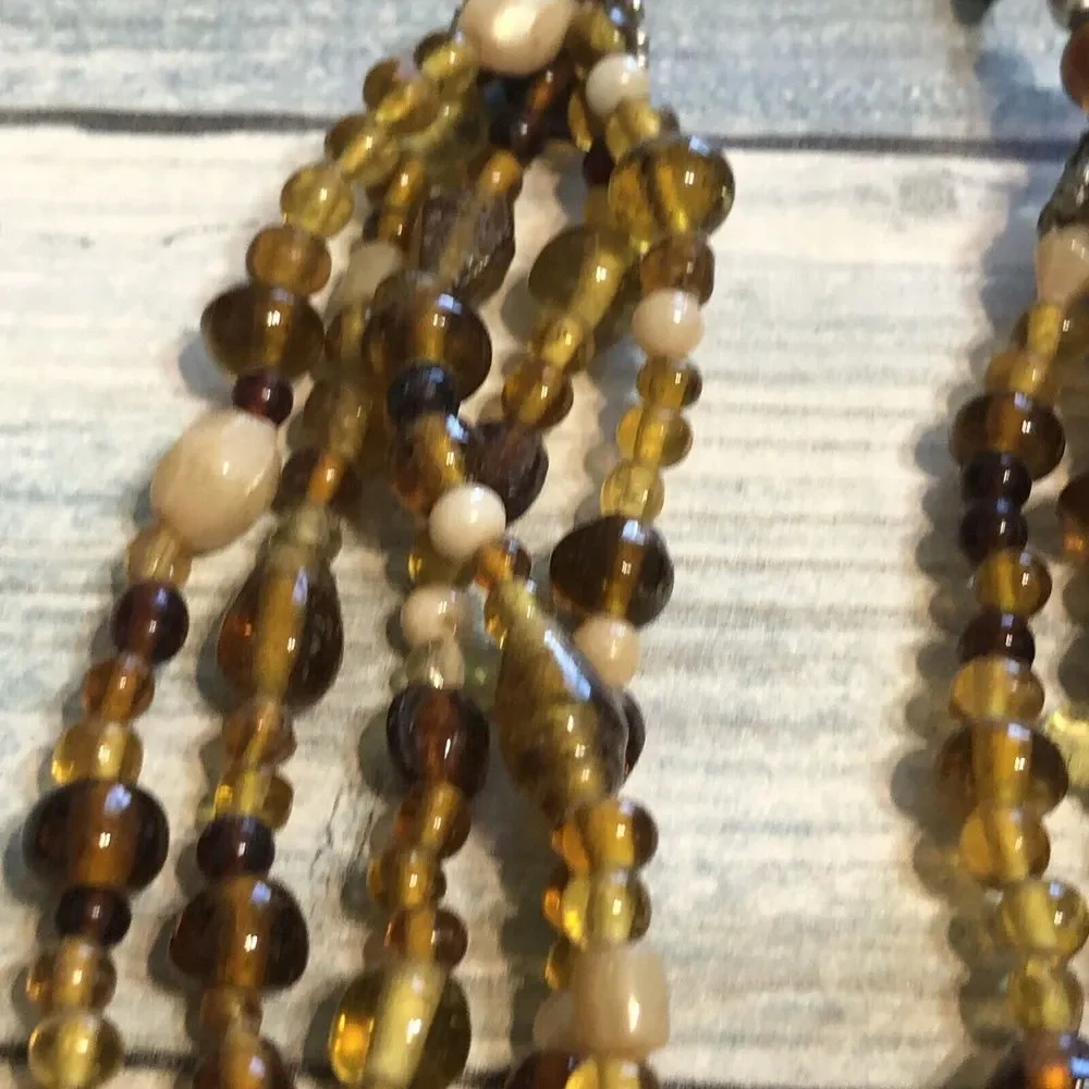 Acrylic Beads Necklace Multi-strand Brown Amber‎ Color 18